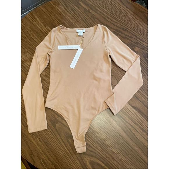 House of Harlow 1960 Tops - House of Harlow 1960 Nude Thong Long Sleeve Bodysuit